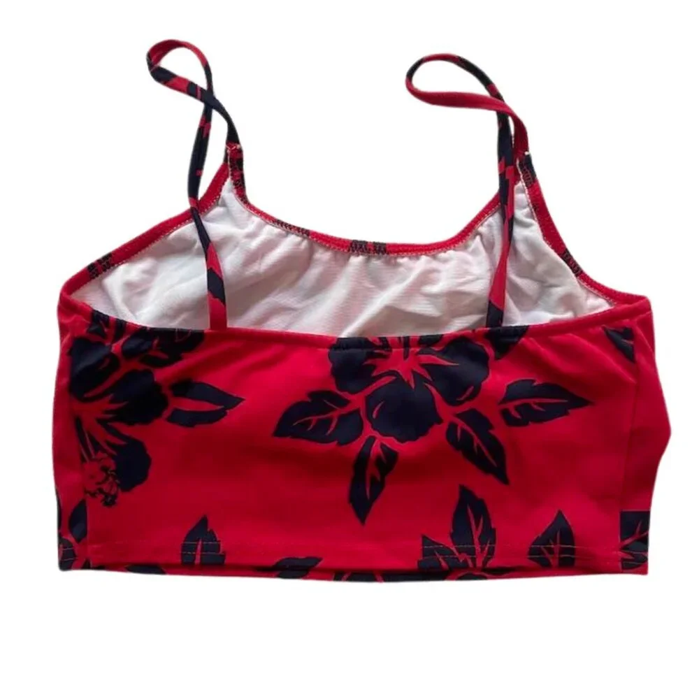 Venus Matching Bikini Top Set with Headband – Red and Navy Floral – Size Small